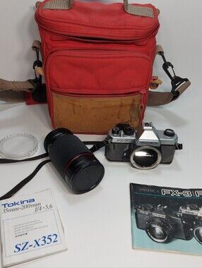 Yashica FX-7 35mm with Tokina SD 35-200mm f:1.4-5.6 Lens, Bag Manuals